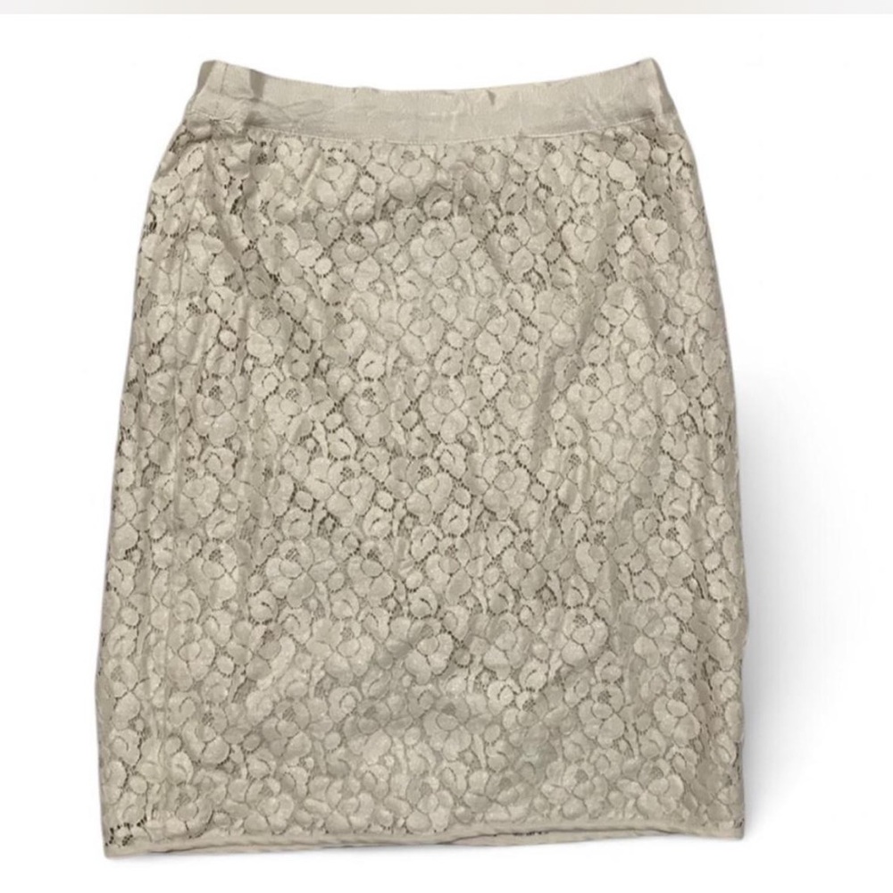 The Limited Laced Pencil Skirt Cream Colored
